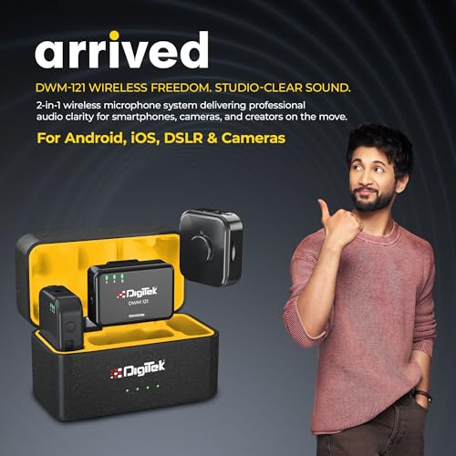 Digitek DWM 121 Wireless Microphone System, TF Card Support, Type C & LTC Connector, 80M Range, 4.5Hr Run Time, Record with Android iOS Smartphone and DSLR for Vlogging, Interviews & Podcast - Image 2