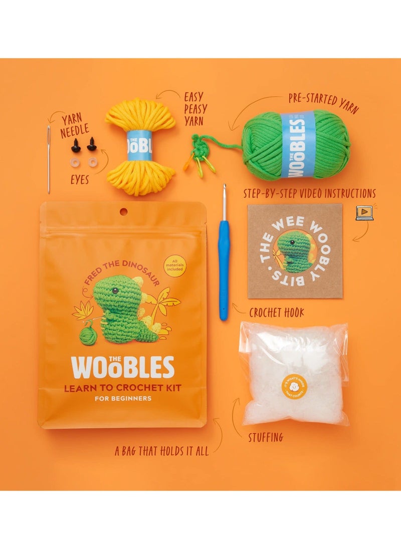 Generic Easy Peasy Crochet Kit for Beginners, Fred The Dinosaur Crochet Kit Crochet Kit with Step-by-Step Video Tutorials DIY Crochet Kit Fred The Dinosaur Beginner Crochet Set for Crochet Beginners  - Image 2
