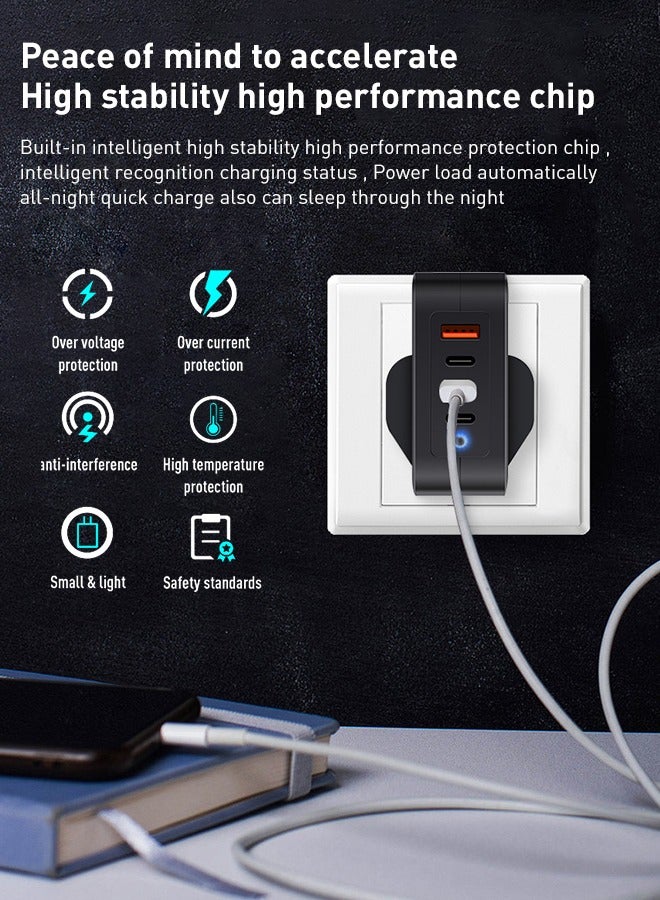 PD3.1 -140W USB C Charger 3-Port GaN Laptop Charger Type C Travel Wall Charger for MacBook Pro/Air, DELL, HP, iPad Pro, iPhone 15 Pro Max, Galaxy S24 Ultra, Steam Deck,Chromebook