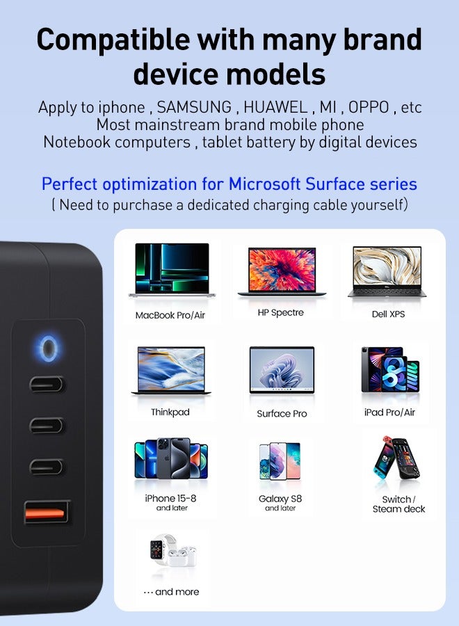 PD3.1 -140W USB C Charger 3-Port GaN Laptop Charger Type C Travel Wall Charger for MacBook Pro/Air, DELL, HP, iPad Pro, iPhone 15 Pro Max, Galaxy S24 Ultra, Steam Deck,Chromebook