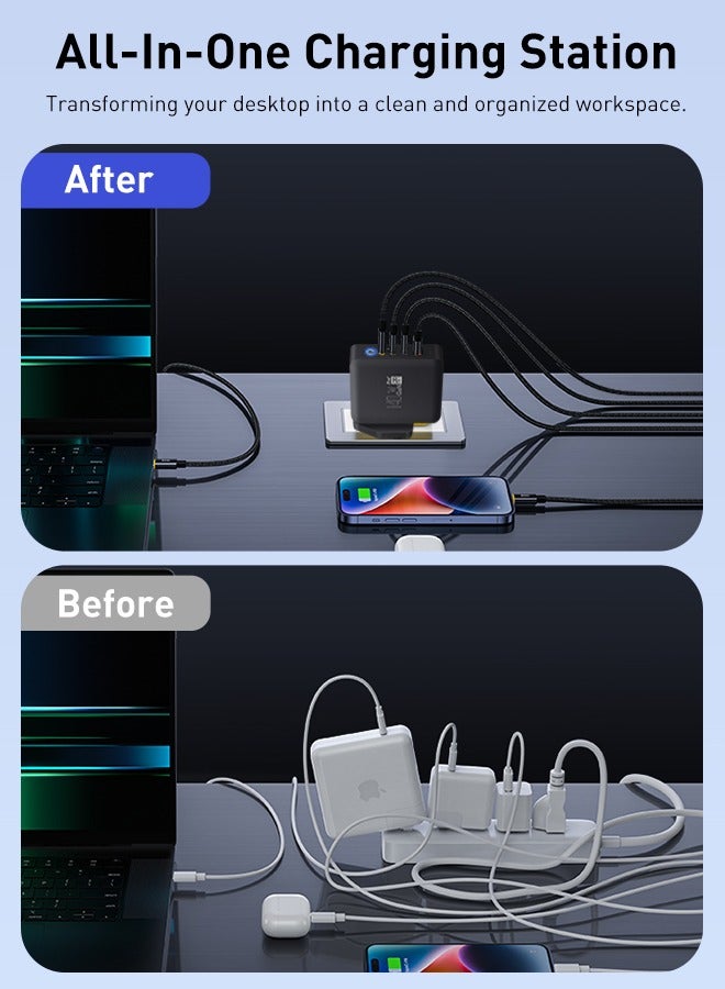 PD3.1 -140W USB C Charger 3-Port GaN Laptop Charger Type C Travel Wall Charger for MacBook Pro/Air, DELL, HP, iPad Pro, iPhone 15 Pro Max, Galaxy S24 Ultra, Steam Deck,Chromebook