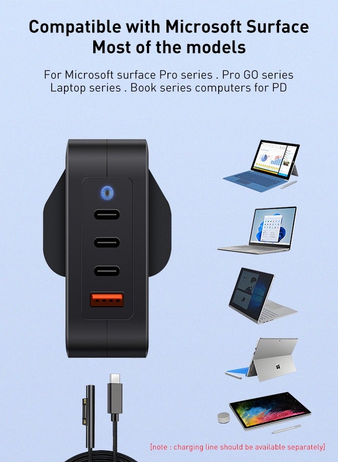 PD3.1 -140W USB C Charger 3-Port GaN Laptop Charger Type C Travel Wall Charger for MacBook Pro/Air, DELL, HP, iPad Pro, iPhone 15 Pro Max, Galaxy S24 Ultra, Steam Deck,Chromebook