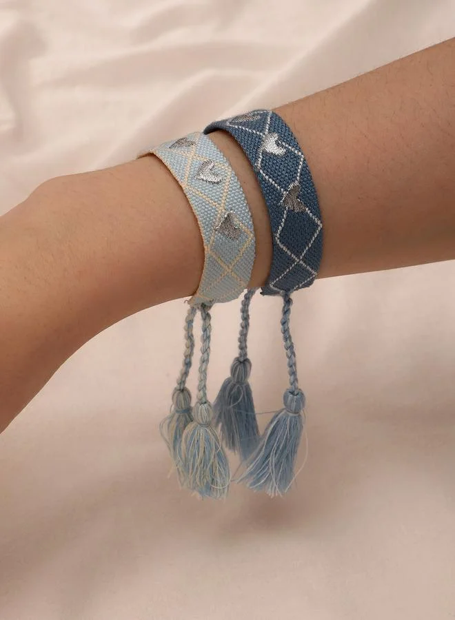 pack of 2 - Blue Tassel Friendship Bracelets