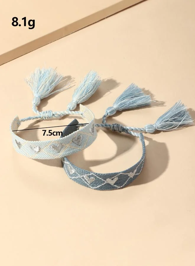 Take Two  pack of 2 - Blue Tassel Friendship Bracelets for Women | Best Price UAE