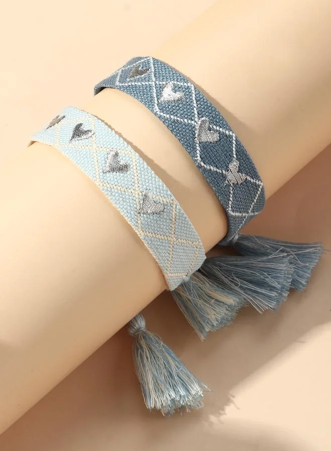 Take Two  pack of 2 - Blue Tassel Friendship Bracelets for Women | Best Price UAE