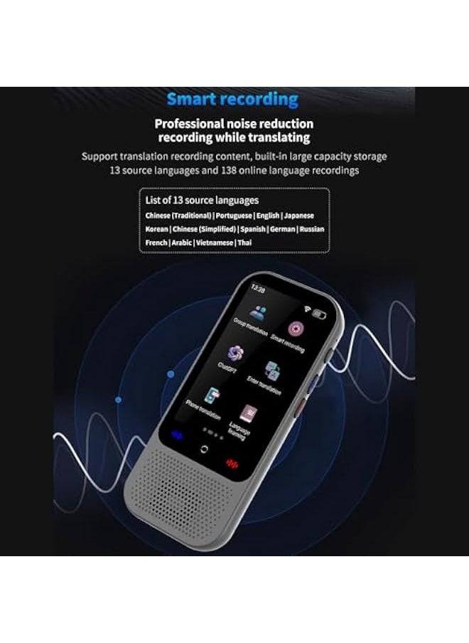 Translator, Portable Language Translator Device with 138 Languages Translating 16 Offline Translation Simultaneous Interpretation Support Voice Video Recording/Photo Translate/ChatGPT Function