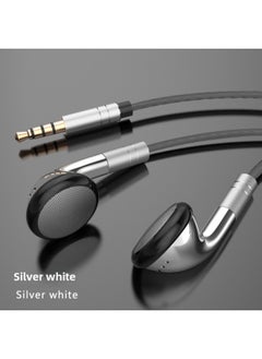 Flat Ear Earphone Line Mobile Phone For Android Apple Type-c Wire Control Call Subwoofer In-ear Type-Color:Silver
