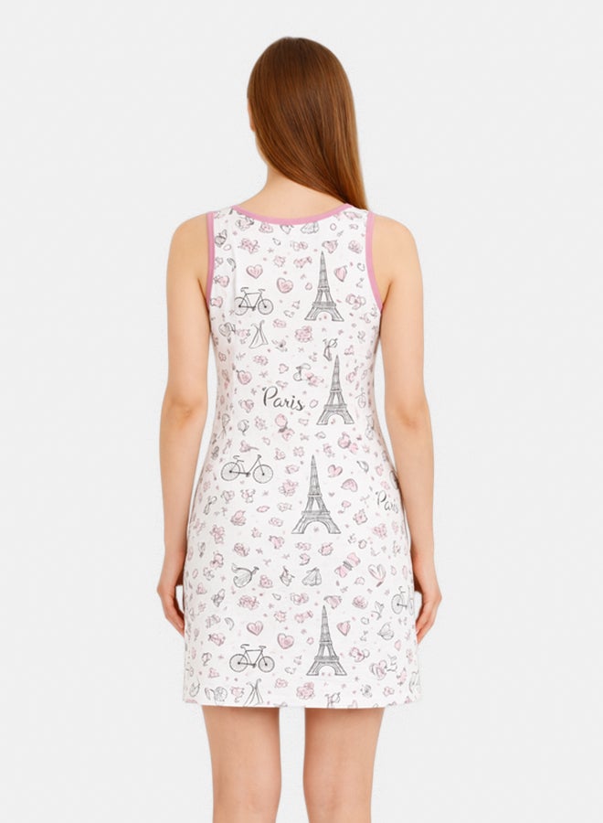 Carina Cookies Sleeveless Nightgown with Eiffel Tower Pattern - Image 3