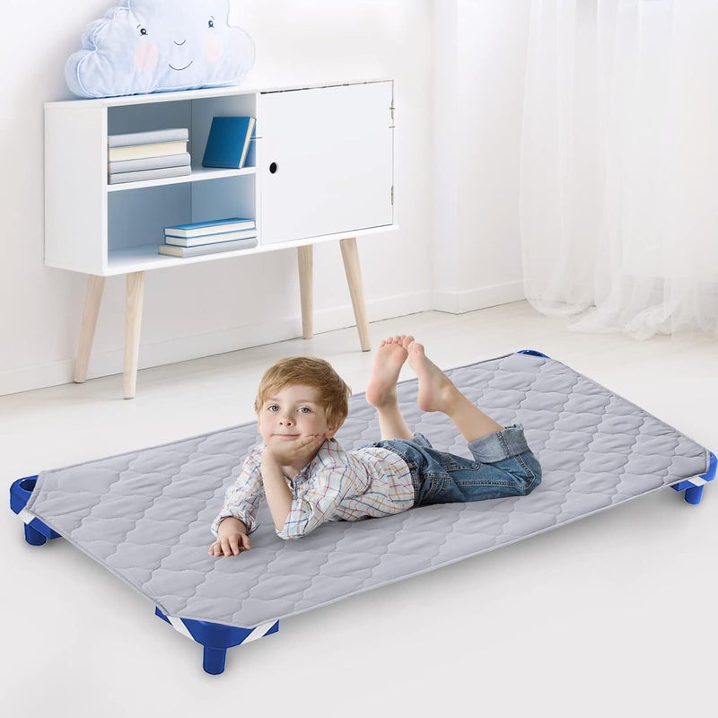 Biloban Cot Sheet for Standard Size DaycarePreSchool Cot Kids Nap Mat Sheet 23 x 51 Childrens Naptime Cot Sheet Breathable Nap Mat for Boys and Girls Grey - Image 1