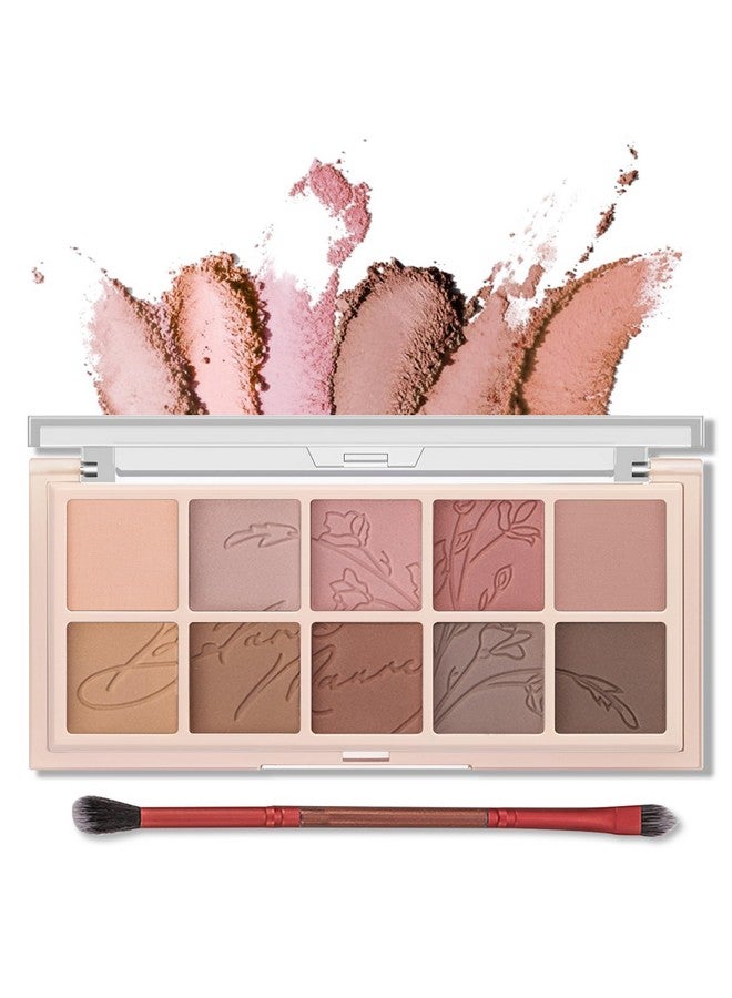 Erinde 10 Colors Eyeshadow Palette Makeup Matte Shimmer Glitter Eye Shadow Ultrablendable High Pigmented Naturinglooking Neutral Nude Eyeshadow Palette With Professional Brush Plant Rhythm - Image 1