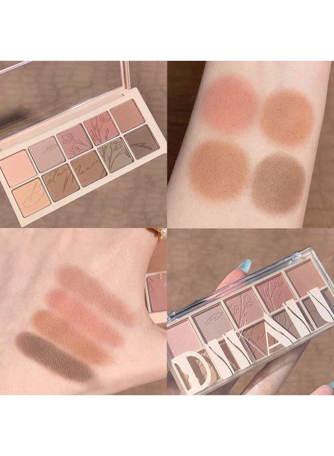 Erinde 10 Colors Eyeshadow Palette Makeup Matte Shimmer Glitter Eye Shadow Ultrablendable High Pigmented Naturinglooking Neutral Nude Eyeshadow Palette With Professional Brush Plant Rhythm - Image 3