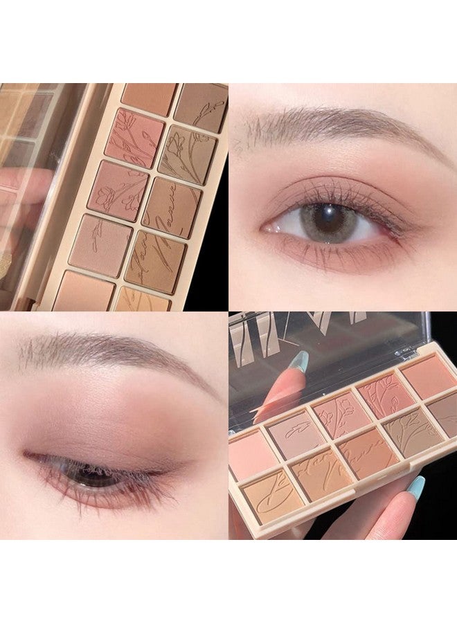 Erinde 10 Colors Eyeshadow Palette Makeup Matte Shimmer Glitter Eye Shadow Ultrablendable High Pigmented Naturinglooking Neutral Nude Eyeshadow Palette With Professional Brush Plant Rhythm - Image 5