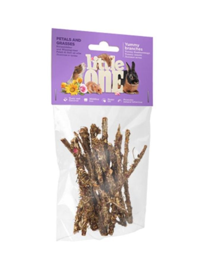 Little One™ Yummy Branches with Petals & Grasses for Rabbits and Rodents 35g – Natural Chew Treats
