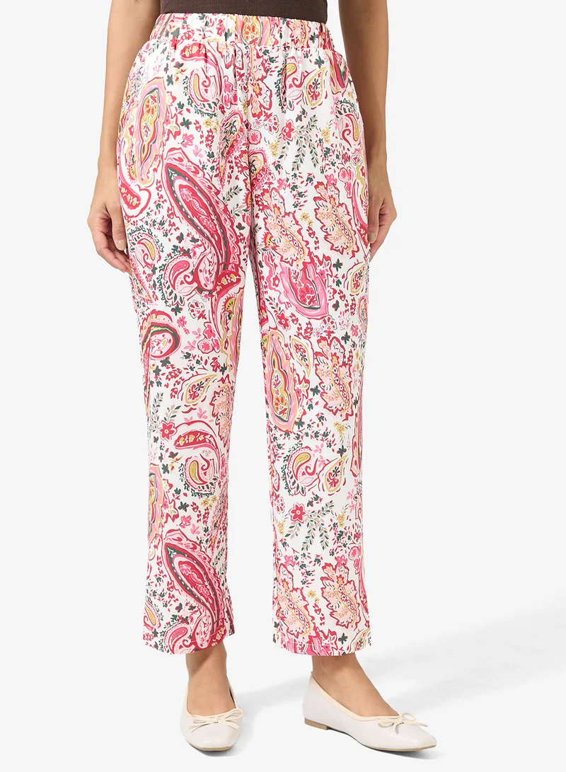 Ginger Paisely Print Casual Comfort Fit Pants