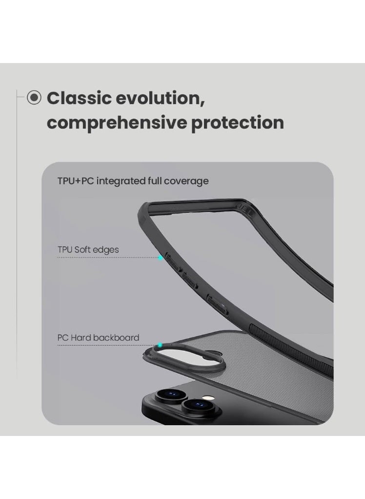 Muzz حافظة لآيفون 17 (6.3 بوصة) درع فائق التجميد برو (PC + TPU) غطاء ممتص للصدمات مع حواف مرتفعة لحماية الكاميرا بدون قطع للشعار شفاف آيفون 17 2025 أسود - Image 3