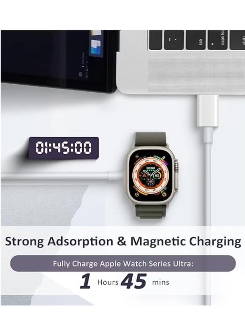 Magnetic Charging Cable for Apple Watch Charger,[USB C Port] Wireless Charger Cables Compatible with iWatch Series Ultra2/Ultra/8/7/6/SE/SE2/5/4/3/2,White  - Image 5