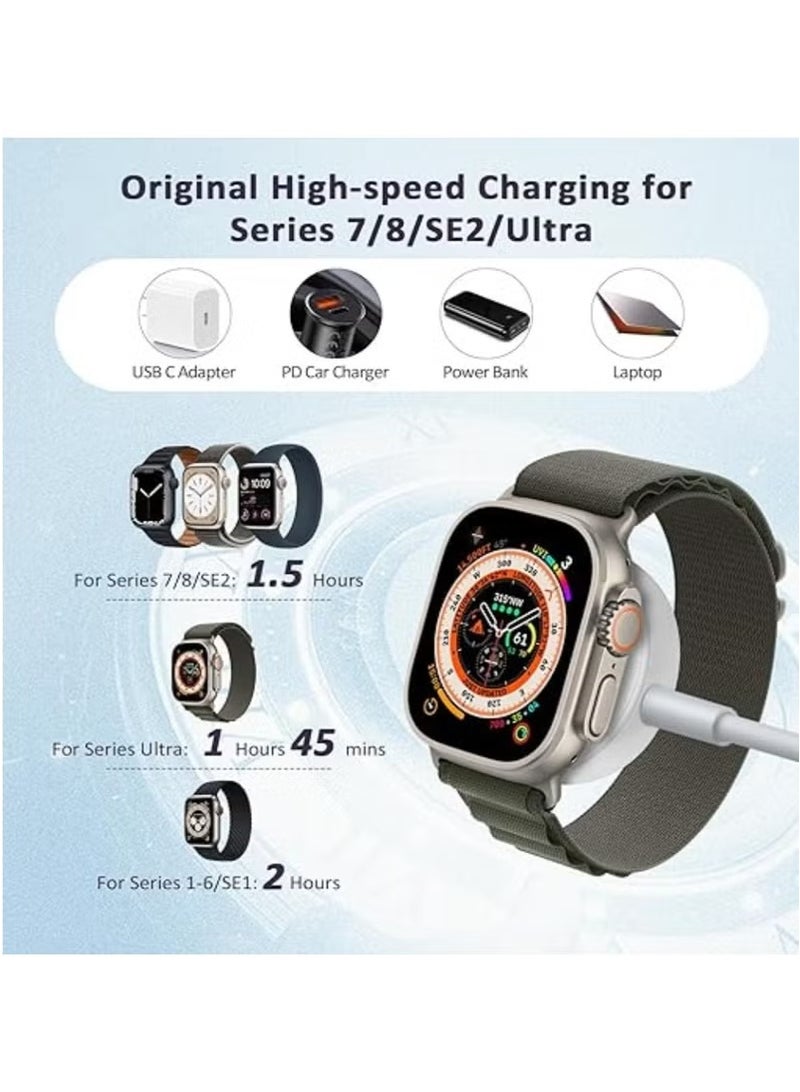 Magnetic Charging Cable for Apple Watch Charger,[USB C Port] Wireless Charger Cables Compatible with iWatch Series Ultra2/Ultra/8/7/6/SE/SE2/5/4/3/2,White  - Image 3