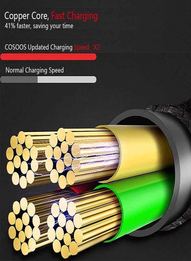 COSOOS 4 Short USB Cables (9in/23cm) Nylon Braided Fast Charging Syncing Power Cords Compatible for iPhone 14 Pro Max,14 Plus,14,13,12,11,XS,XR,X,8,iPad Air,cMini,Airpods, Pencil,Charging Station - Image 3