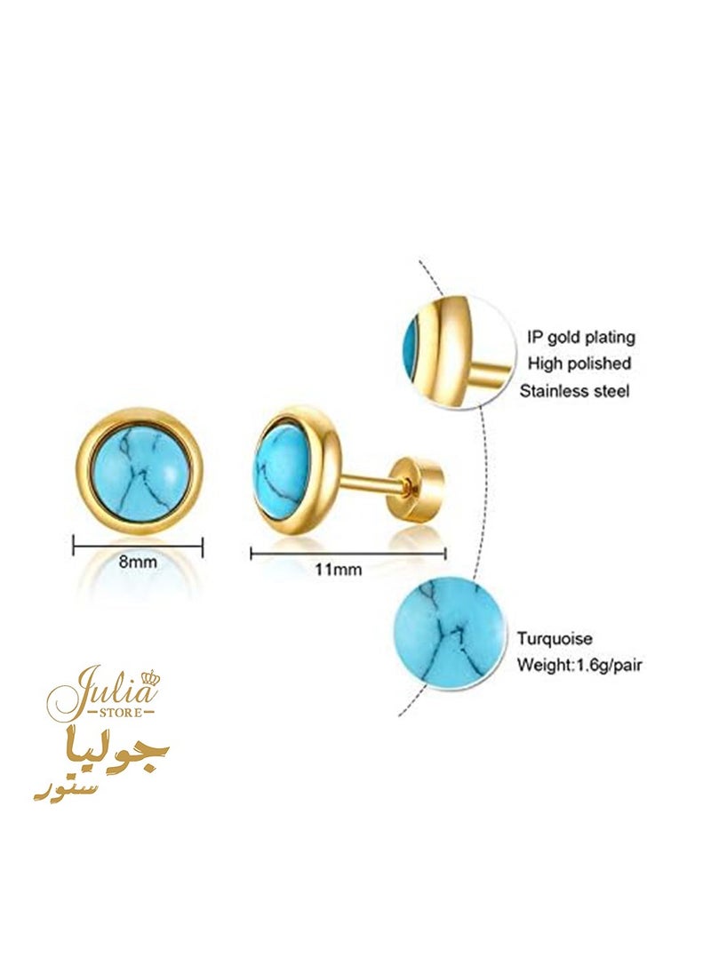 18K Gold Plated 316L Stainless Steel Simple Minimalist Turquoise Stud Earrings Stud Earrings Everyday Earrings Set - pzsku/Z389C20F7AD58EB0AC318Z/45/_/1727915243/06e80693-0759-455b-ae50-45b3564914b2