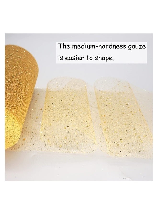 Gold Glitter Tulle Fabric Roll 6 Inch 25 Yards Sequin Ribbon for Wedding, Tutu Skirt, Gift Wrapping, Party Decoration in Antique Gold Color - Image 4