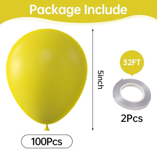 KALOR Yellow Balloons100 Pcs 5 Inch Mini Matte Latex Balloons for Balloon Garland Arch Birthday Decoration Wedding Party Baby Shower Decorations - Image 5