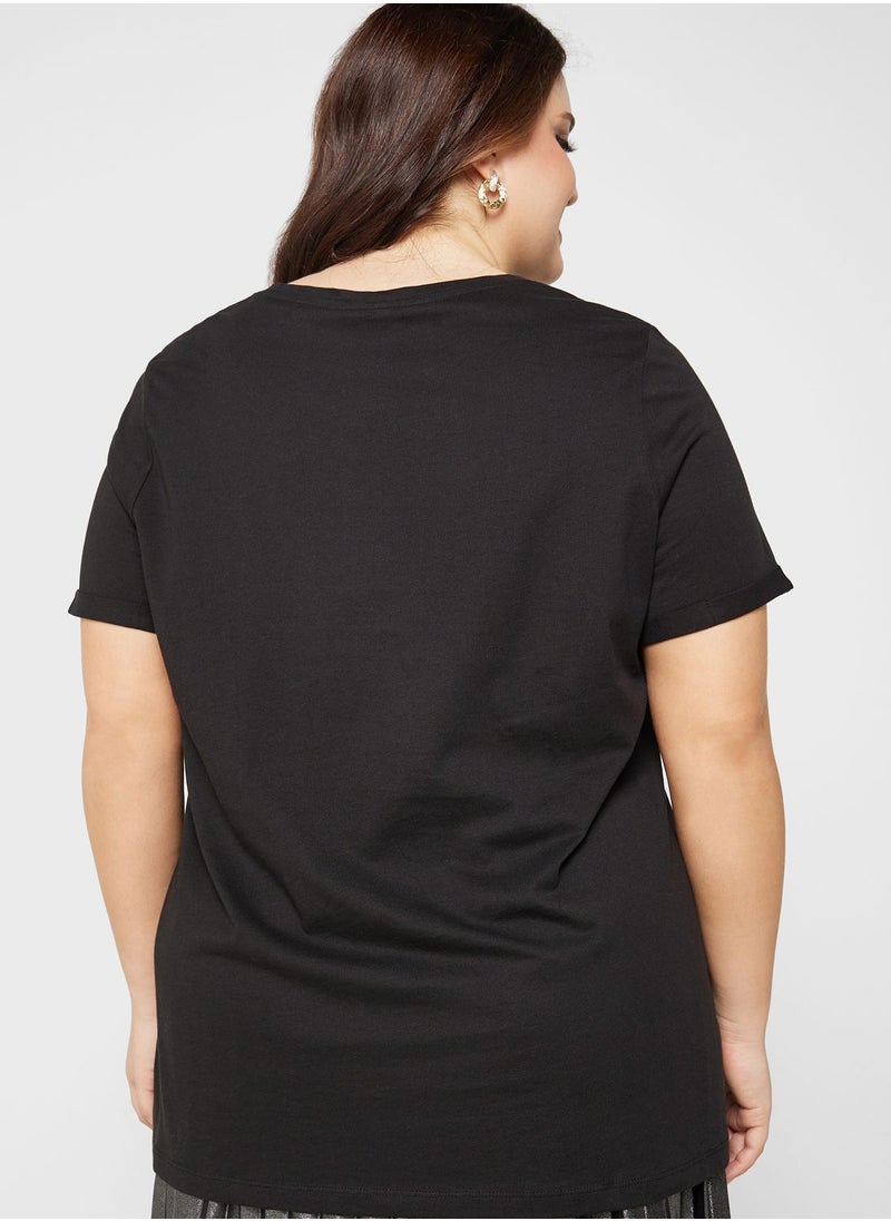 Only Carmakoma - Crew Neck Graphic T-Shirt - Image 1