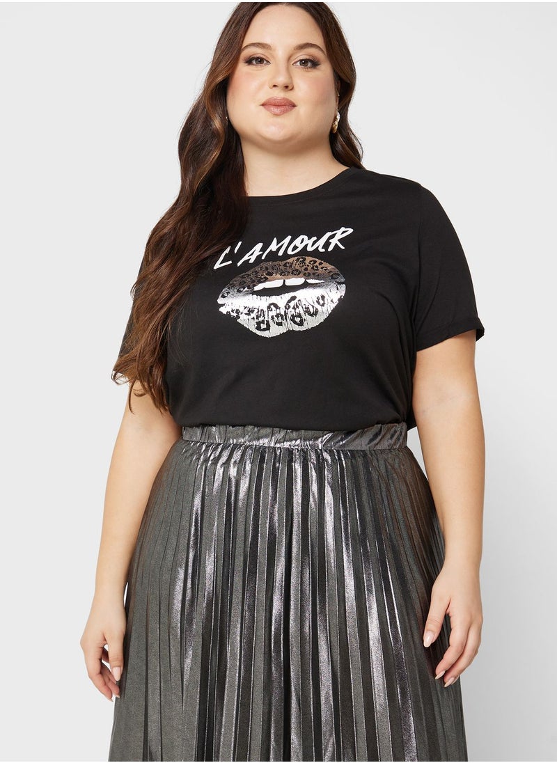 Only Carmakoma - Crew Neck Graphic T-Shirt - Image 1