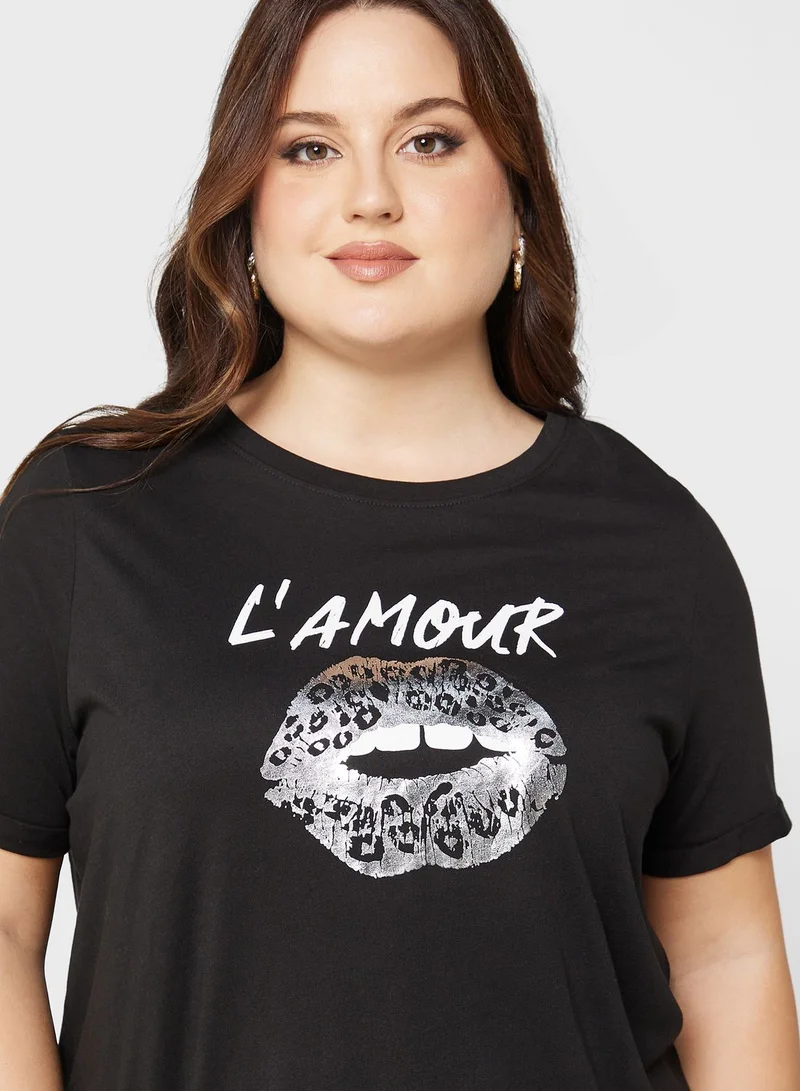 Only Carmakoma Crew Neck Graphic T-Shirt