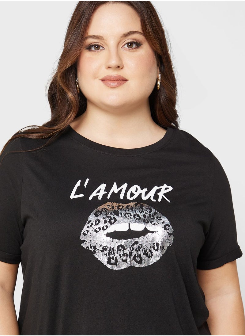 Only Carmakoma - Crew Neck Graphic T-Shirt - Image 1