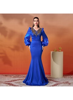 Madam Uniq New Arrival Women's Long Sleeve V-Neck Embroidered Slim-Fit Sequin Mermaid Evening Gown  - Image 5