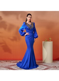 Madam Uniq New Arrival Women's Long Sleeve V-Neck Embroidered Slim-Fit Sequin Mermaid Evening Gown  - Image 3