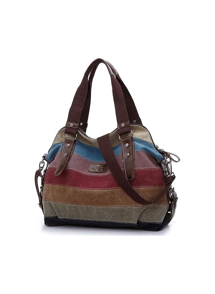 Rubik Shoulder Bag for Women, Multicolor Canvas Handbag for 14 inch Laptop Shopping and Travel, Large Casual Tote Hobo  - Image 1