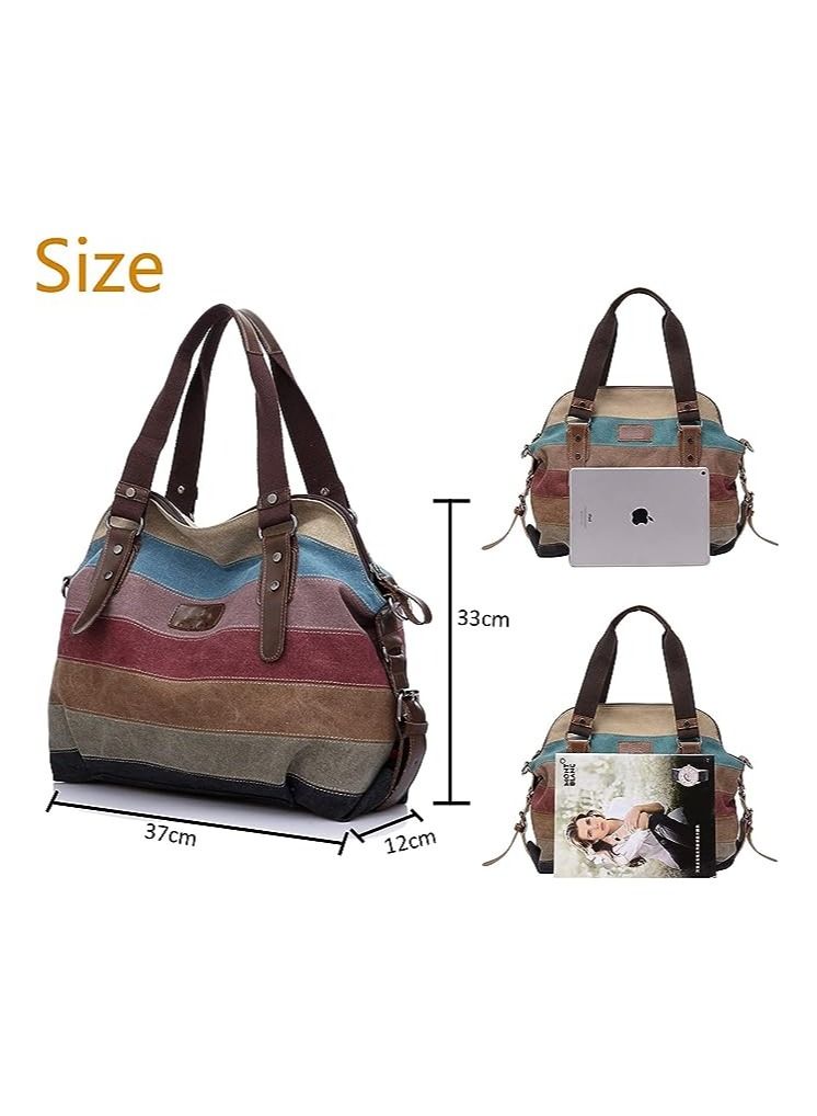 Rubik Shoulder Bag for Women, Multicolor Canvas Handbag for 14 inch Laptop Shopping and Travel, Large Casual Tote Hobo  - Image 5