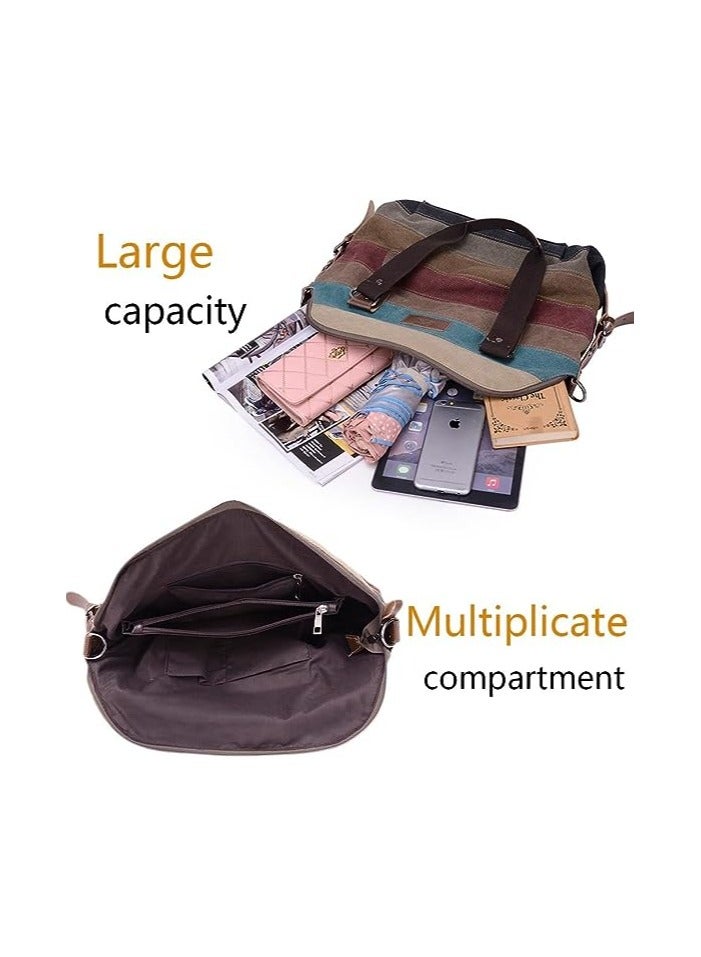 Rubik Shoulder Bag for Women, Multicolor Canvas Handbag for 14 inch Laptop Shopping and Travel, Large Casual Tote Hobo  - Image 2
