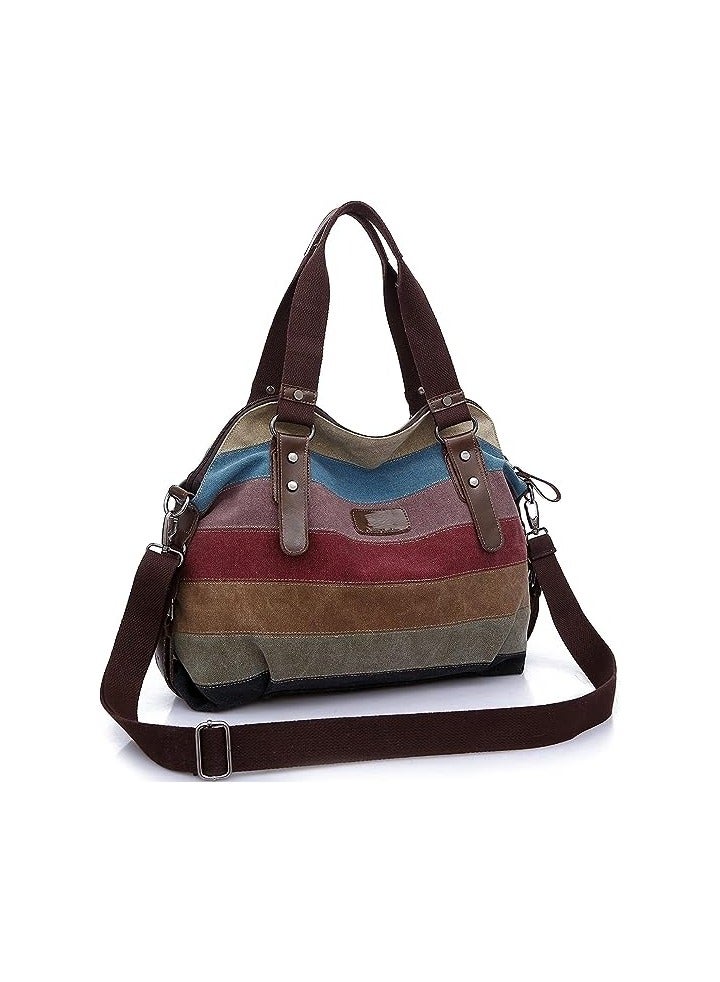 Rubik Shoulder Bag for Women, Multicolor Canvas Handbag for 14 inch Laptop Shopping and Travel, Large Casual Tote Hobo  - Image 3