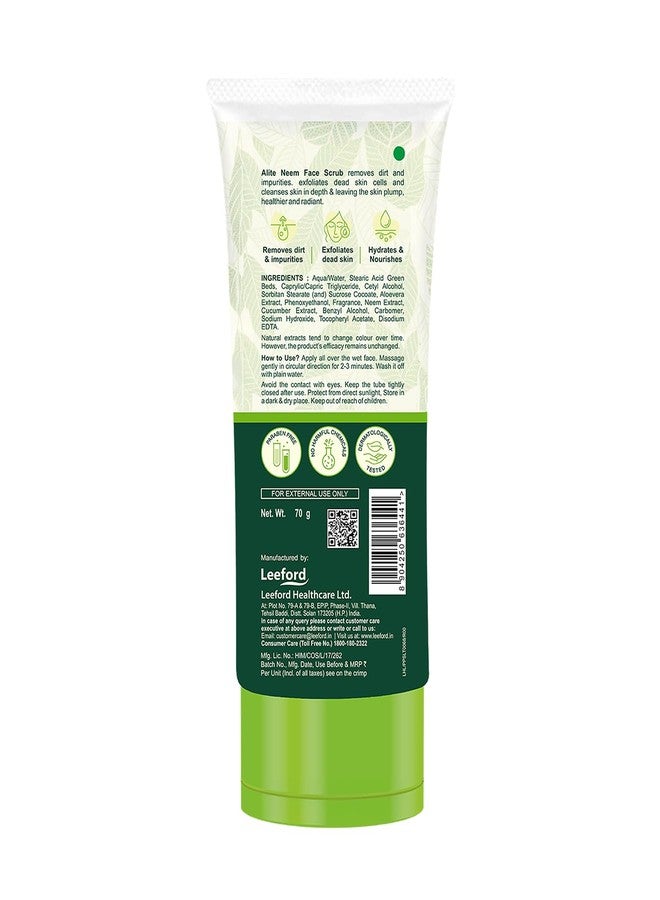 Alite Neem Scrub | Deep Cleansing & Gentle Exfoliation | Removes Dead Skin & Prevents Acne Pack of 2 (70g each) - Image 2