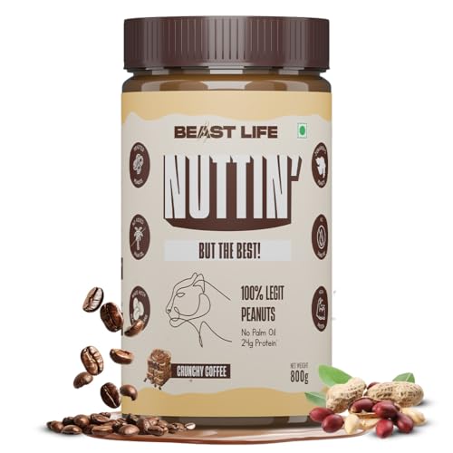 BeastLife Crunchy Coffee Peanut Butter | 24.5 G Protein | 800 gm | 100% Peanuts, High Protein | Zero Palm Oil | Non‑GMO Nut Butter | Fitness-Friendly Spread | Zero Cholesterol - Image 1