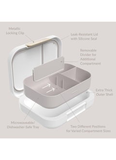 Bentgo Modern - Versatile 4 - Compartment Bento - Style Lunch Box, Leak - Resistant, Ideal For On - The - Go - Balanced Eating - Bpa Free, Matte Finish And Ergonomic Design - White  - Image 5