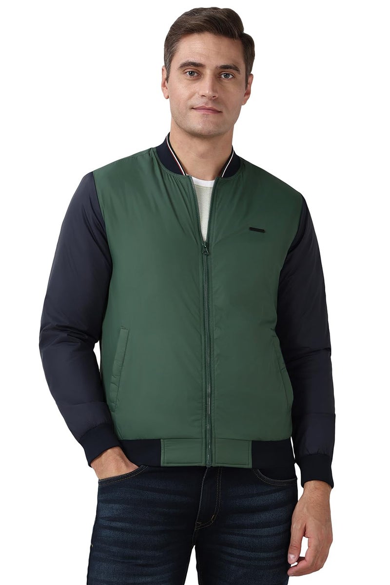 Peter England Men Green Patterned Casual Jacket - Image 1