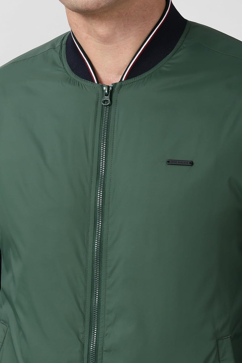 Peter England Men Green Patterned Casual Jacket - Image 4