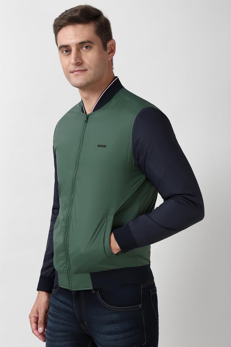 Peter England Men Green Patterned Casual Jacket - Image 2