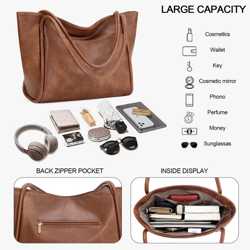 GAEKEAO Tote Bag for Women Work with Zipper Vegan Leather Ladies Travel Shoulder Bags Purses and Handbags Casual Weekender - Image 5