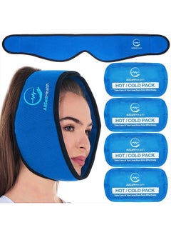 AllSett Health Face Ice Pack Wrap for TMJ Relief, Wisdom Teeth, Jaw, Head and Chin, 4 Reusable Hot and Cold Gel Packs, Pain Relief for Mouth, Oral and Facial Surgery  - Image 1