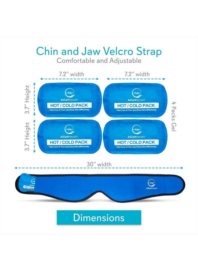 AllSett Health Face Ice Pack Wrap for TMJ Relief, Wisdom Teeth, Jaw, Head and Chin, 4 Reusable Hot and Cold Gel Packs, Pain Relief for Mouth, Oral and Facial Surgery  - Image 3