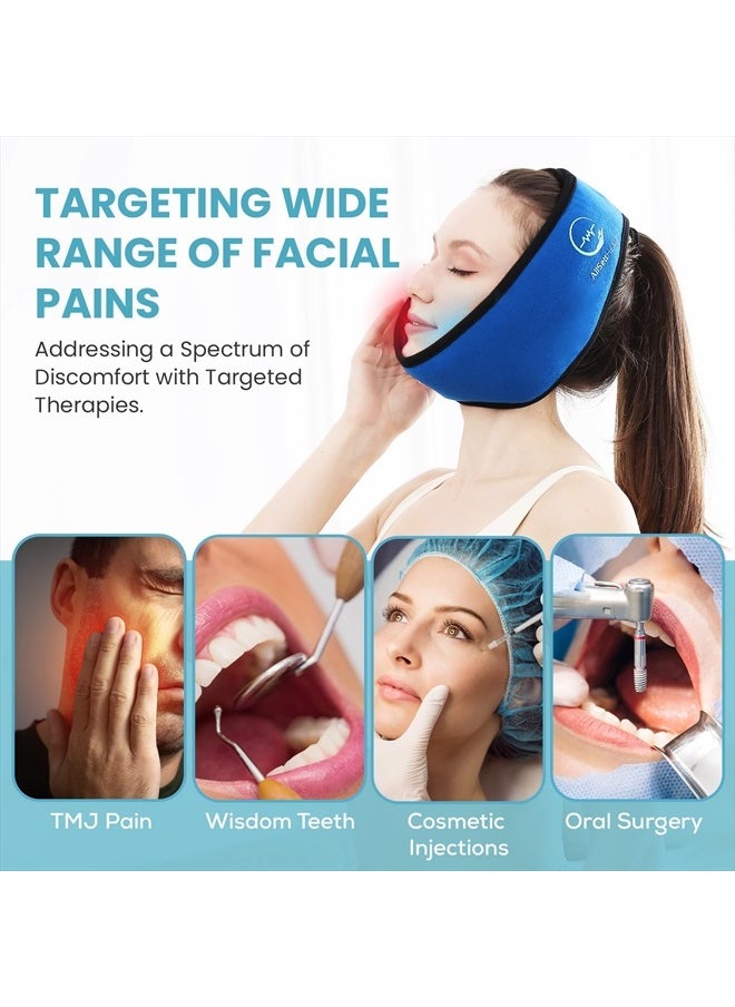 AllSett Health Face Ice Pack Wrap for TMJ Relief, Wisdom Teeth, Jaw, Head and Chin, 4 Reusable Hot and Cold Gel Packs, Pain Relief for Mouth, Oral and Facial Surgery  - Image 2