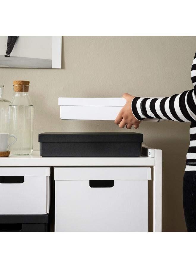 زبون صندوق تخزين مع غطاء، أبيض، 25x35x8 سم - Image 3