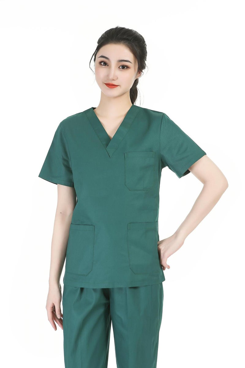 Women'S Two-Piece Scrub Suit For Hospital Nurses, Doctors, Short-Sleeve Beauty Salon Workwear, Surgical Gown, Sweat-Absorbent - Image 1
