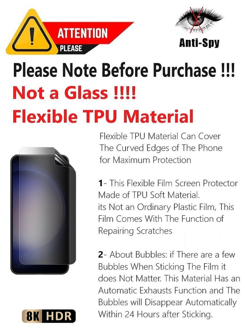 Unipha Flexible TPU Anti-Spy Privacy Screen Protector Designed For Samsung Galaxy S23 FE Self Healing Unbreakable HD Film - Image 2