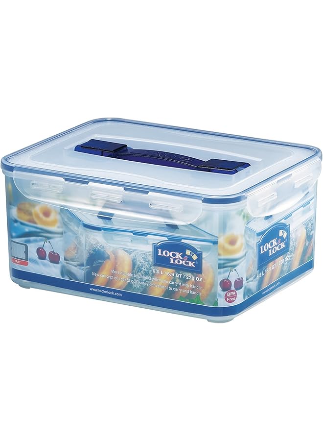 لوك اند لوك حاوية كلاسيكس مستطيلة بمقبض وصينية، سعة 6.5 لتر، شفافة - Image 1