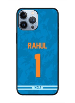 Rugged Black Edge Case iPhone 13 Pro Max, Slim fit Soft Case Flexible Rubber Edges Thin Cover - Player Name - KL Rahul, Jersey Number- 1